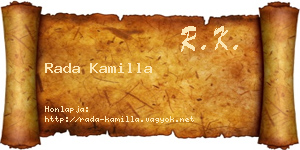 Rada Kamilla névjegykártya